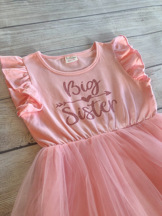 Big Sister Dress, Big Sister Outfit, Big Sister Announcement, Toddler Big Sister Outfit, Big Sister Gift, Pink Tutu Dress for Big Sister