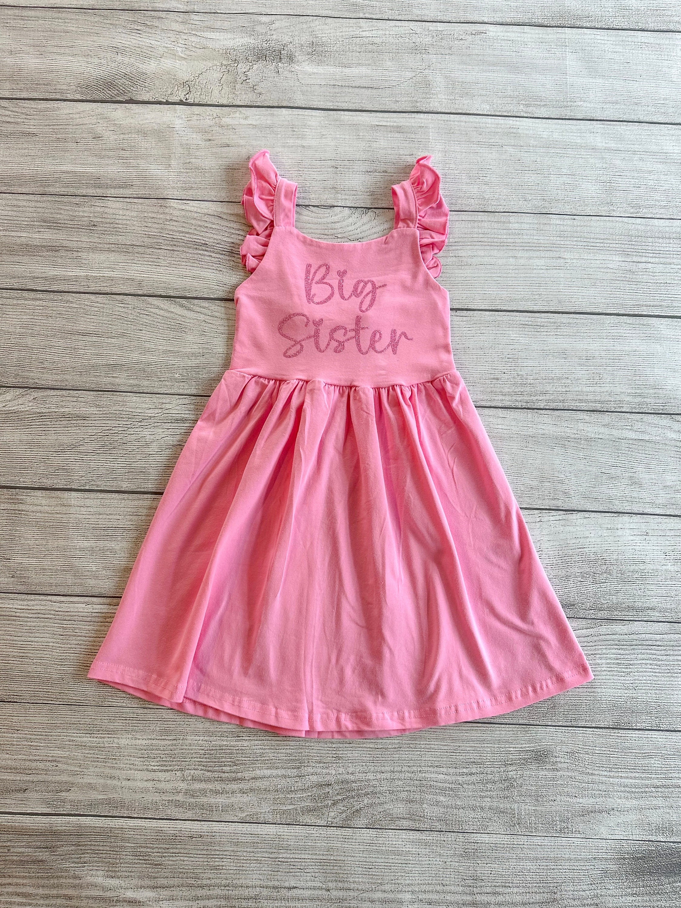 Grote zus jurk roze grote zus outfit grote zus aankondiging roze peuter grote zus grote zus kleine zus grote zus cadeau Etsy Nederland