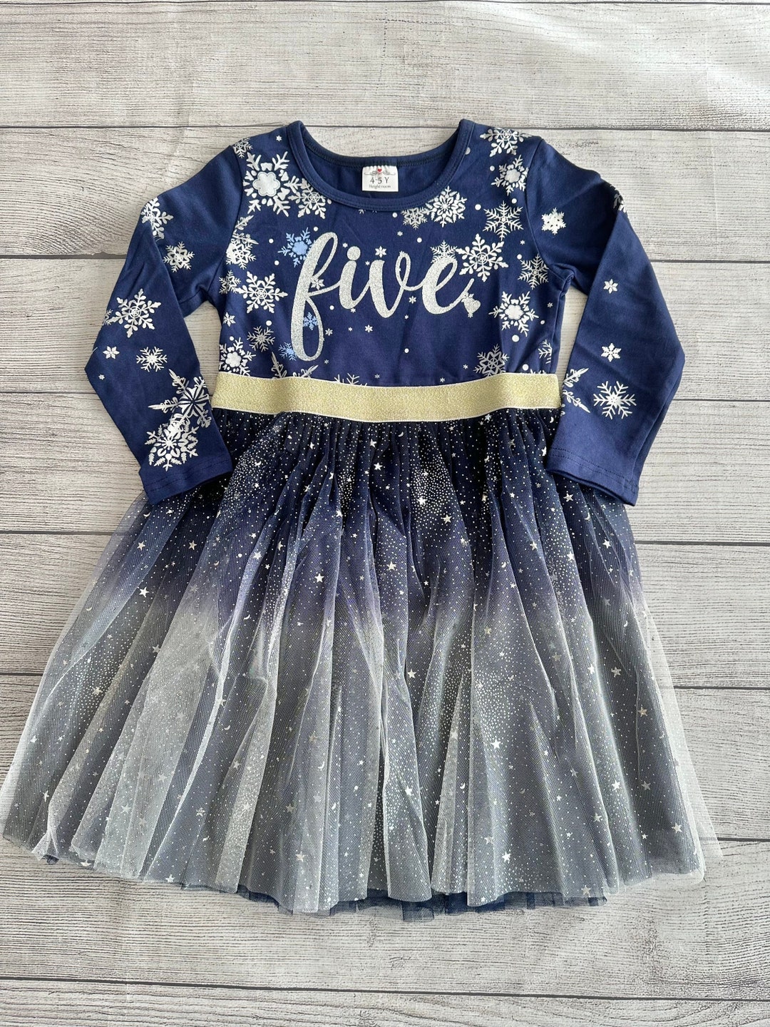 Winter Birthday Dress
 5th Winter Birthday Dress With Long Sleeves Blue Tutu Dress With