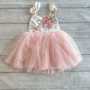 Onederful robe d'anniversaire rose gâteau smash tenue robe de demoiselle d'honneur robe de premier anniversaire robe tutu fille 1er premier anniversaire robe tutu fleurs roses image 5