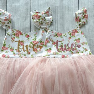 2nd Birthday Dress, Birthday Outfit, Flower Girl Dress, Birthday Dress Tutu, Girl First Birthday Dress Pink Flowers Tutu, Second Birthday image 4