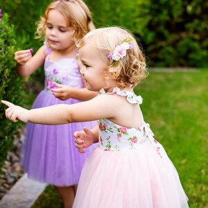 2nd Birthday Dress, Birthday Outfit, Flower Girl Dress, Birthday Dress Tutu, Girl First Birthday Dress Pink Flowers Tutu, Second Birthday image 3