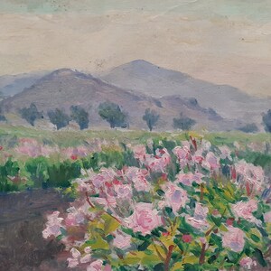 pintura de época Pintura de paisaje sobre lienzo, pintura al óleo original, pintura al óleo original sobre lienzo, bellas artes, bellas artes originales