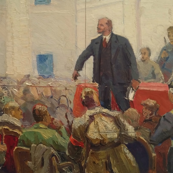 Lenin at the congress/Male figure /Portrait of a boy /Soviet male art / Fine art of a young person/Art of Impressionism / Unique work of art