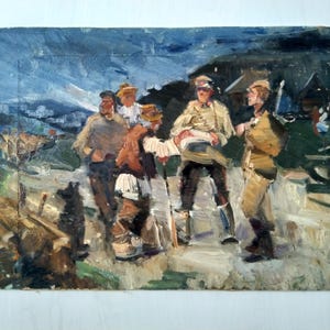Etyde /männliche Figur /Sowjetische männliche Kunst / Porträt eines Jungen /Sowjetische männliche Kunst / Bildende Kunst eines jungen Menschen/ Kunst des Impressionismus /Einzigartiges Kunstwerk