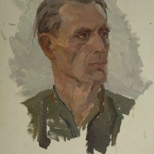 Porträt eines Mannes /Sowjetische männliche Figur / Porträt eines Knaben /Sowjetische männliche Kunst / Porträt eines jungen Menschen / Kunst des Impressionismus / Einzigartiges Kunstwerk