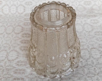 Vintage helder geperst glas klokvormige lampenkap, plafondlamp schaduw, reliëf lampenkap, art deco lampenkap, vervangende verlichting schaduw