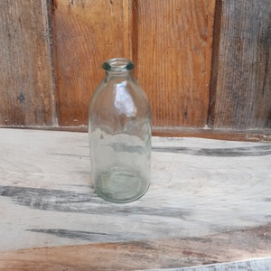 Vintage small clear glass medicine bottle, apothecary glass jar, chemistry laboratory glassware, vintage bathroom decor