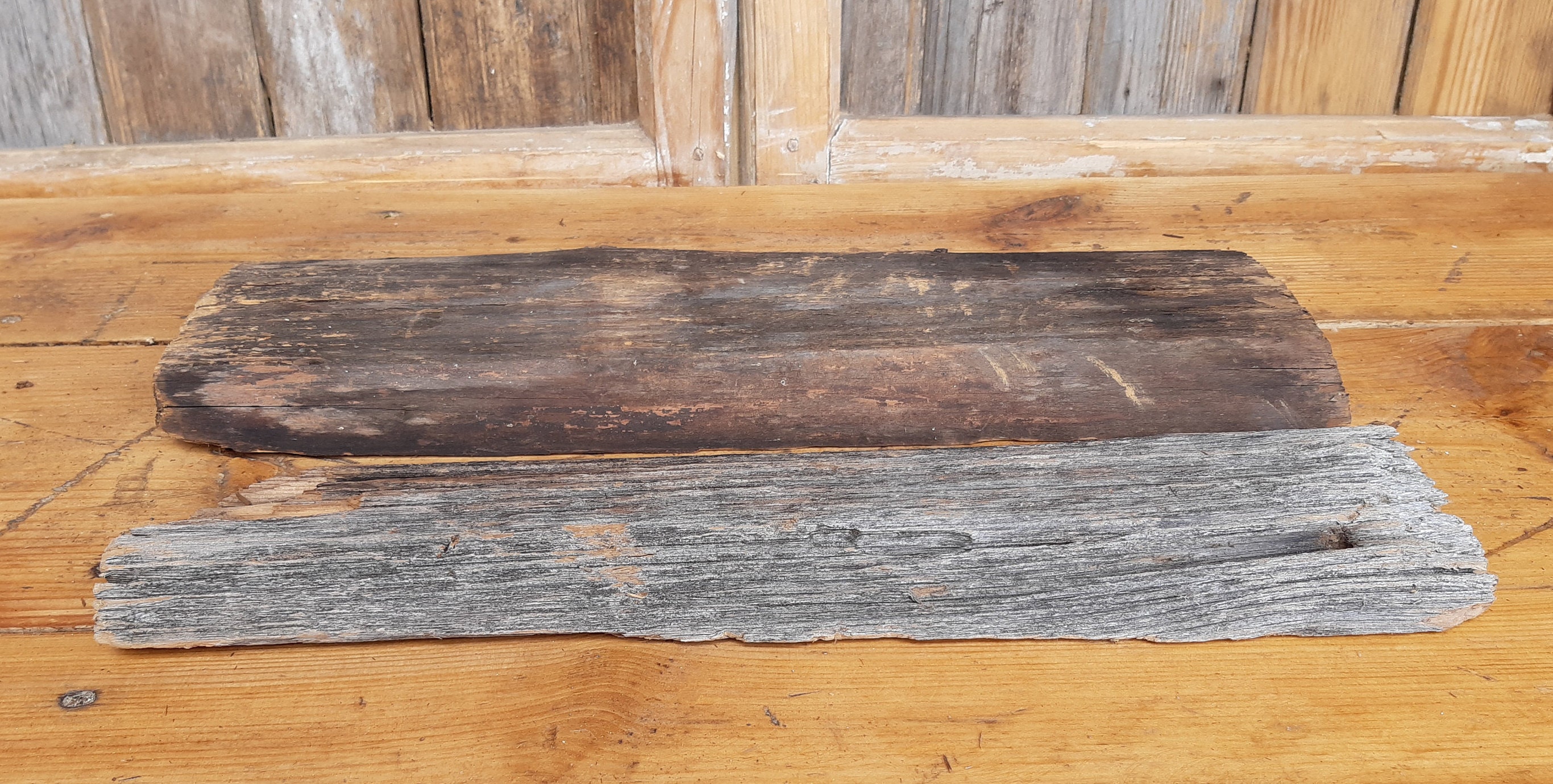 Conjunto de 2 tablones de madera rústica recuperada madera de Etsy España