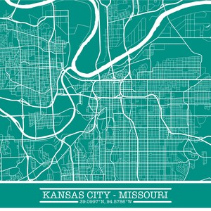 Kansas City Map Print/Canvas Wall Art Missouri