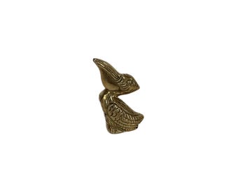 Vintage Brass Pelican Figurine | Textured Coastal Bird Sculpture, Mid Century Accent