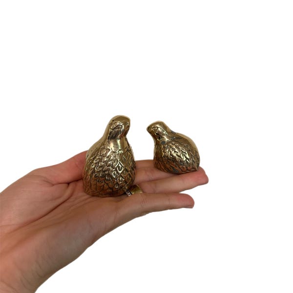Vintage Brass Quail Figurines – Mid Century Bird Decor Pair