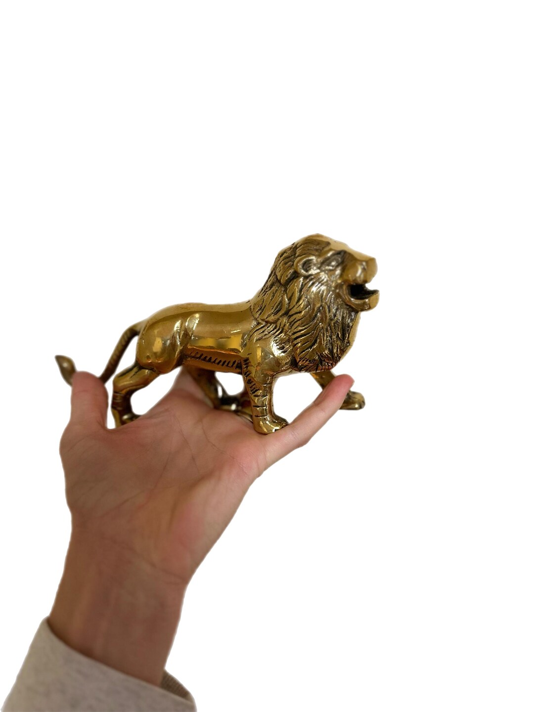 Vintage Brass Lion Figurine – Majestic Roaring King of the Jungle ...