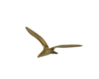 Vintage Brass Seagull Sculpture | Mid Century Modern Coastal Decor