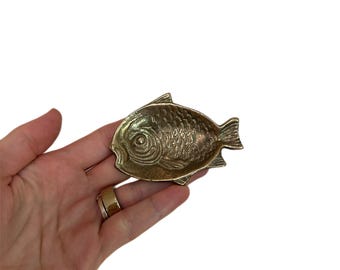 Vintage Messing Fisch Teller Trinket Tablett - Nautical Catchall
