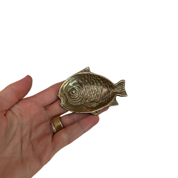 Vintage Brass Fish Dish Trinket Tray - Nautical Catchall