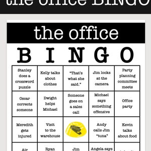 DIGITAL the Office TV Show Bingo set of 8 Printable Instant Download