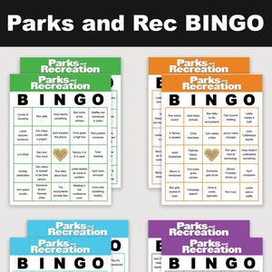 DIGITAL Parks and Rec  Bingo (set of 8) printable, Instant Download, Print at Home, Viewing Party, Leslie Knope, Ron Swanson