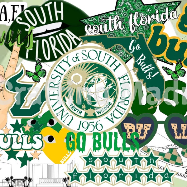 University of South Florida- Laptop Collage Background- Go Bulls!- Digital File