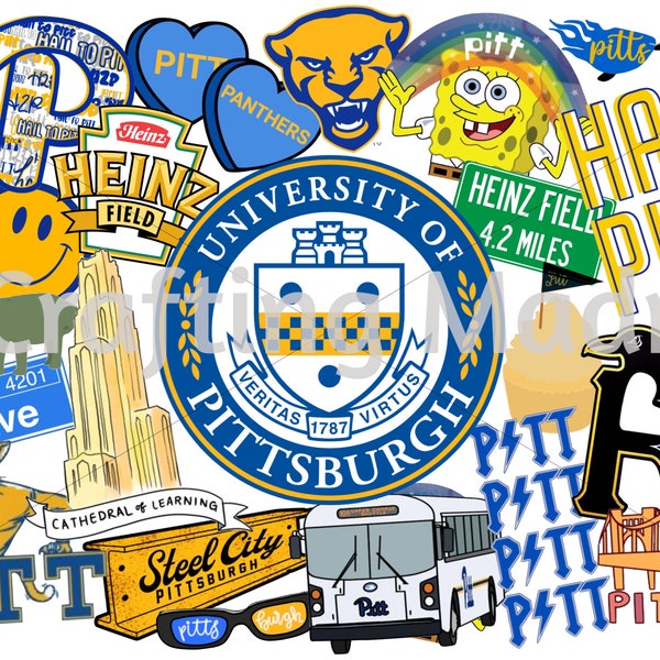 Universidad de Pittsburgh- Laptop Collage Background- Go Panters!- Archivo digital