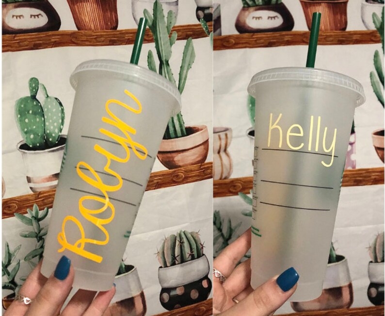 Name Decal Starbucks Cup Customizable Name Sticker Vinyl Etsy
