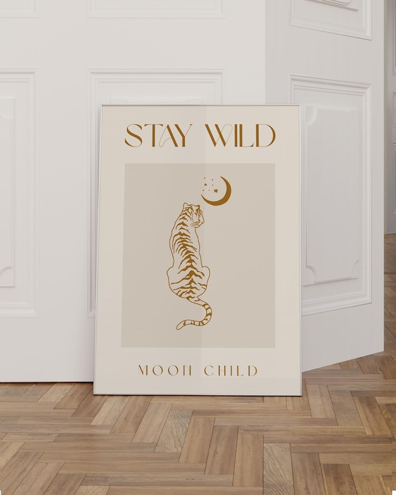 Boho Poster Stay Wild Moon Child, Boho Wandkunst, Mond Wanddeko