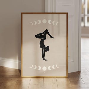 Yoga Wohnkultur, Yoga Pose Kunstdruck, Mondphasen Poster, Boho Abstrakte Kunst Wandbild