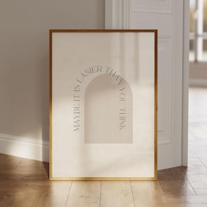 Motivational Quotes Poster &quot;Maybe It Is Easier Than You Think&quot;, Motivational Poster, Minimalist Wall Art