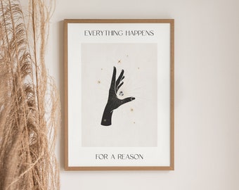 Sprüche Poster "Everything Happens For A Reason", Mindset Poster, Positive Energie, Energiebild, Motivation Poster, Spirituelle Wandkunst