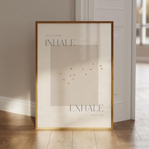 Sayings Poster Inhale Exhale, Yoga Poster Print, Meditation Poster, Sayings Pictures, Mindfulness Poster, Breathing Exercise