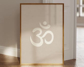 Om-poster, minimalistische spirituele wandkunst, yogadecoratie, meditatieposter, Om-symbool, mindfulnessposter, afdrukbare wandkunst