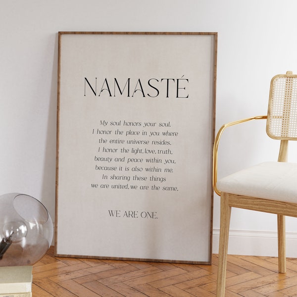 Namasté Poster, Yoga Wandbild, Yoga Geschenk, Spirituelle Poster, Yoga Studio Dekor, Meditation Poster, Yoga Deko