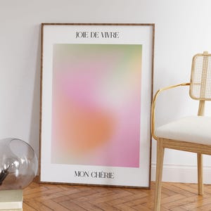 Citação de pôster de aura positiva "Joie De Vivre Mon Chérie", energia positiva, arte de parede espiritual, pôster espiritual, arte de parede moderna