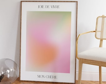 Positive Aura Poster Quote "Joie De Vivre Mon Chérie", Positive Energy, Spiritual Wall Art, Spiritual Poster, Modern Wall Art