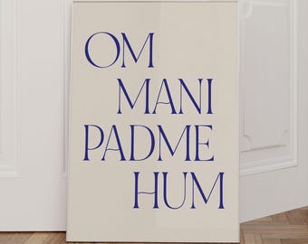 Yoga wall art, mantra poster Om Mani Padme Hum, yoga poster, spiritual quote wall art, spiritual posters for printing