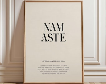 Namaste Poster Quote, Yoga Studio Decor, Mindfulness Poster, Definition Wall Art Print, Spiritual Poster, Spiritual Art Print