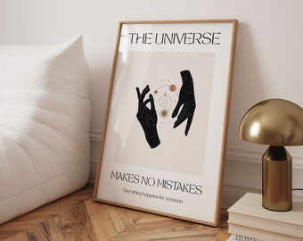 Poster Spiritual Saying "The Universe Makes No Mistakes", Boho Wall Art