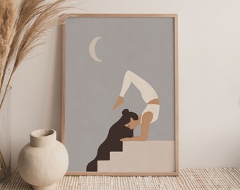 Yoga Poster, Yoga Wall Art Pose, Yoga Pose Print, Abstract Woman Print, Boho Wall Art, Boho Print, Printable Wall Art, Balance Poster