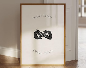 Póster de inhalación y exhalación, póster de citas, respiración, arte mural de yoga, póster de yoga, decoración espiritual, póster espiritual, póster de atención plena