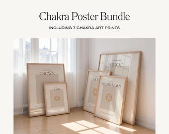 7 Chakras Poster Set, Yoga Wall Art, Spiritual Wall Art, Spiritual Poster, Chakra Gift, Printable Wall Art, Meditation Gift