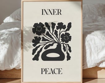 Inner Peace Wall Art, Quote Print, Inspirational Art Print Digital, Motivational Poster, Trendy Poster, Typography Poster for Print