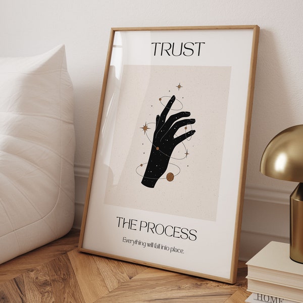 Zitat Poster Spirituell "Trust the Process", Boho Wandkunst