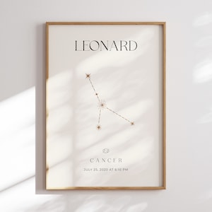 Póster personalizado del signo del zodíaco, regalo de cumpleaños, regalo de nacimiento, regalos de astrología, imagen del signo del zodíaco, póster para imprimir