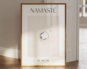 Póster espiritual, póster con frases "Namaste", póster con frases positivas, póster de yoga, conciencia, póster zen, arte mural espiritual.