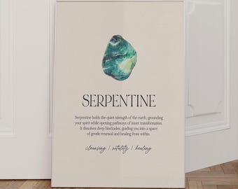Serpentine Stone Poster, Crystal Stone Wall Art, Crystal Artwork Poster, Healing Stone Gift, Crystal Poster Printable