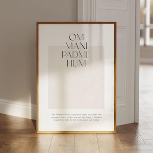 Affiche de yoga, Mantra, Om Mani Padme Hum, Décoration murale de yoga, Affiche de mantra, Citation spirituelle, Affiches spirituelles à imprimer