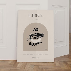 Libra Zodiac Sign Poster, Boho Zodiac Wall Art, Astrology Poster, Libra Gifts, Libra Decor, Zodiac Sign Gifts