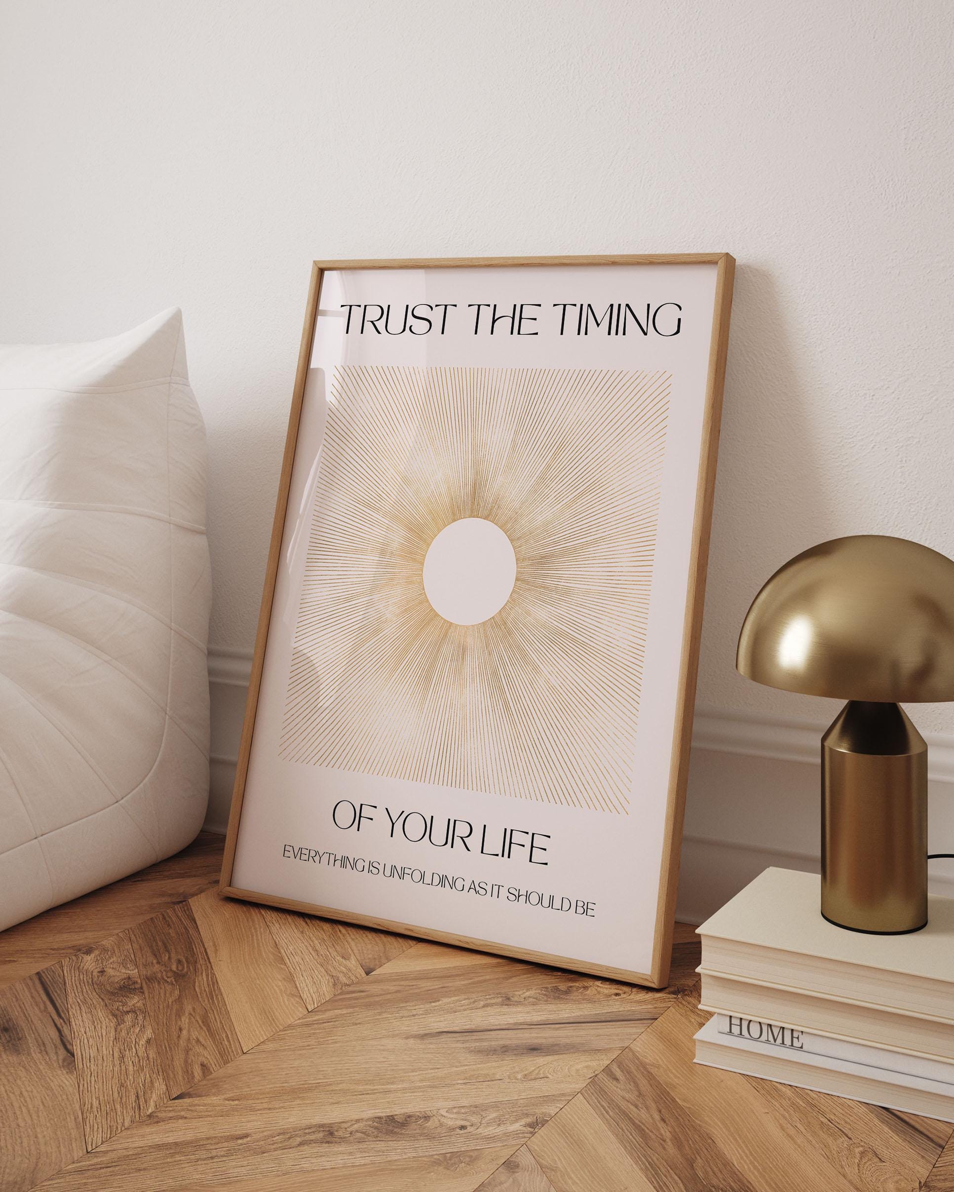 Motivational Poster Quote Print Trust The Timing Of Your Life, Printable Wall Art, Spiritual Home Decor