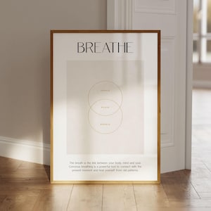 Breathing Poster, Inhale Exhale, Definition Poster, Mindful Prints, Mindfulness Poster, Inspirational Poster, Motivational Wall Art