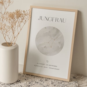 Constellation Zodiac Poster Virgo, gift for birth/baptism or birthday